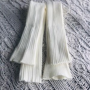 Cream thigh high leg warmers